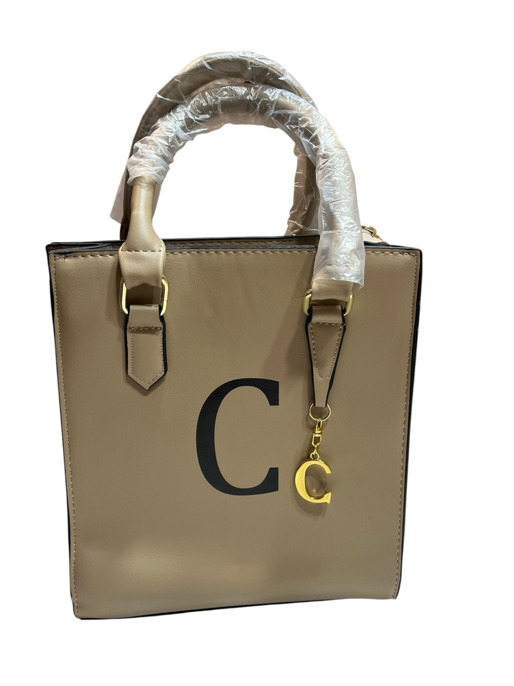 NWOT Faux Leather Tab Monogram “C” Tote Purse Shoulder Bag or Crossbody